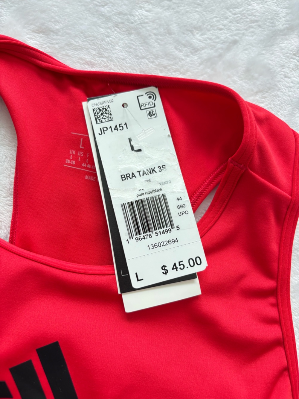 ADIDAS Primelist Pure Ruby Racerback 3-Stripes Bra Tank--NWT--L - Picture 6 of 16